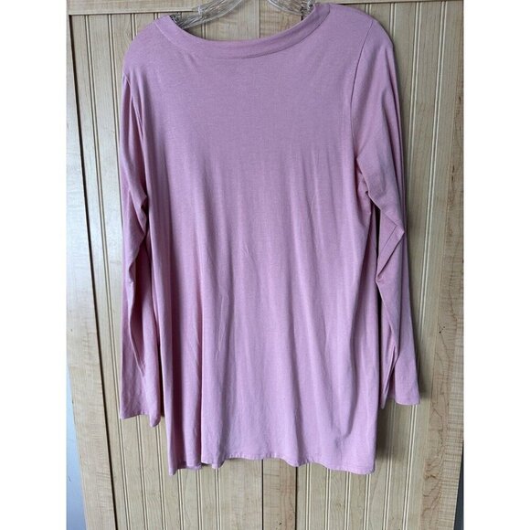 J Jill Supima Cotton Forward Seam Tunic Top Medium Pink A Line Slits *READ - Picture 3 of 4